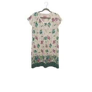 Betsy TW Floral Nightgown With Lace Trim & Polka Dot Hem XL